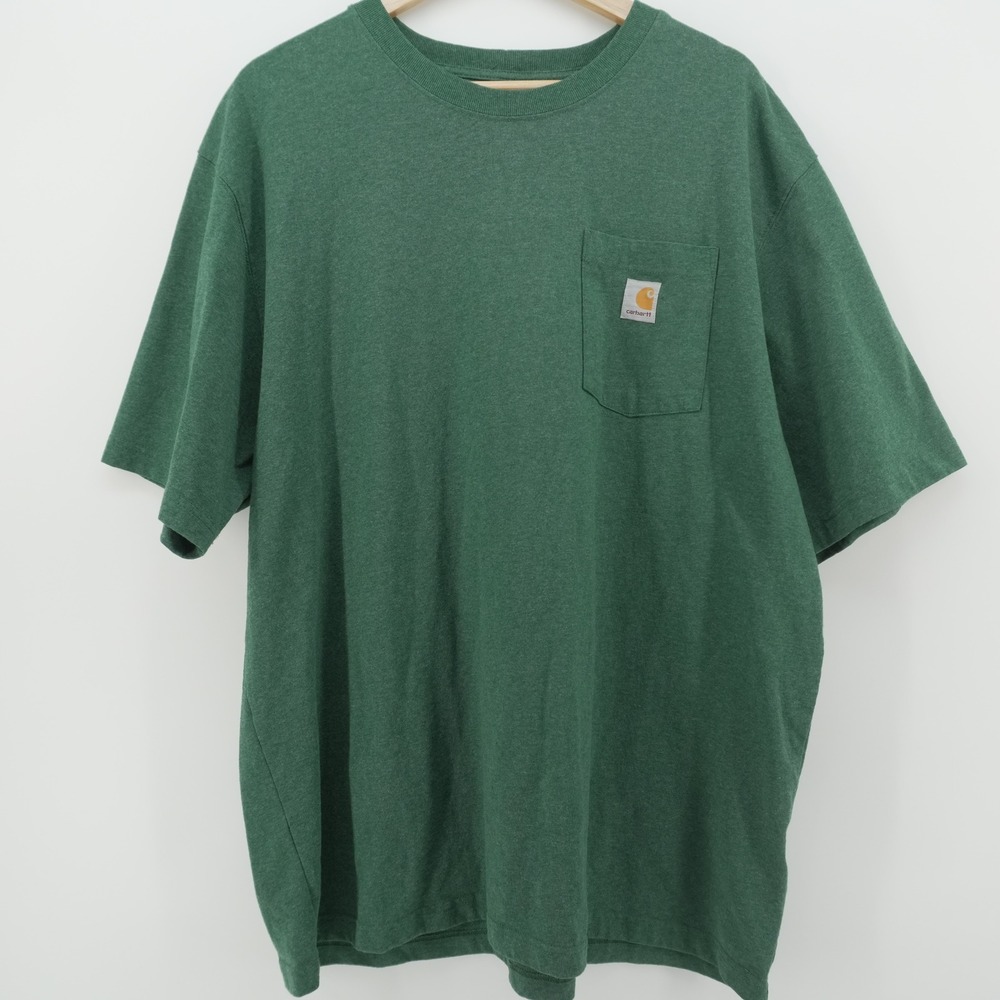 Carhartt Pocket T-Shirt Mens XL Green Loose Fit K87 Heathered Workwear Tee